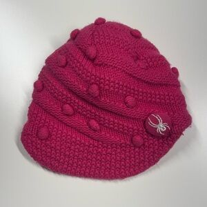 Spyder Kids Fuchsia Knit Hat with Spider Detail